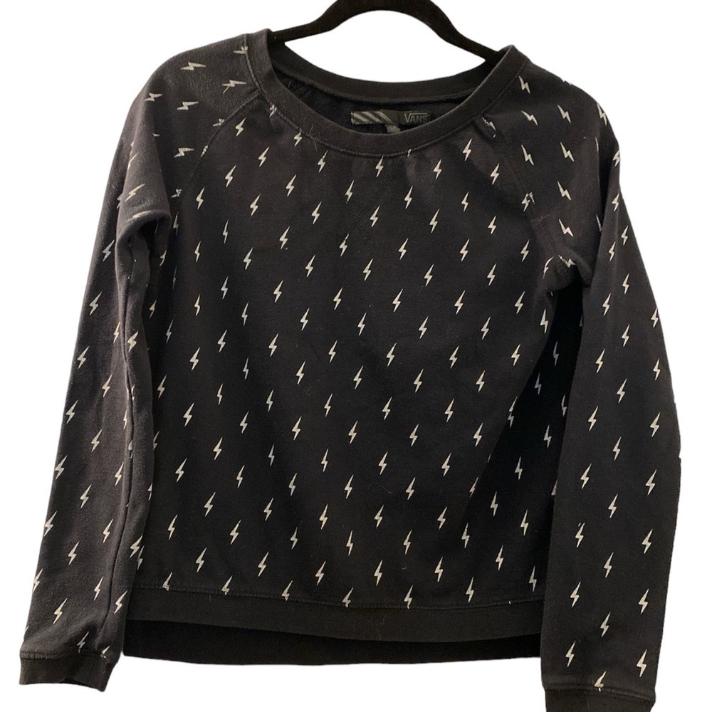 VANS sweatshirt, black with white, size XS. Short length.